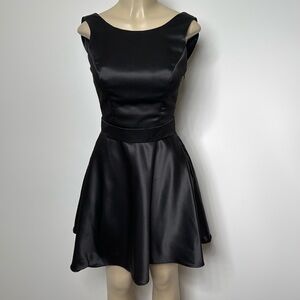 Dessy Collection size 0 black satin mini dress